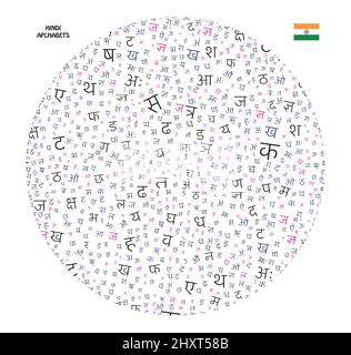 Hindi Alphabete Wortwolke für Wallpaper, Hintergründe und Wrapper Texture Stock Vektor