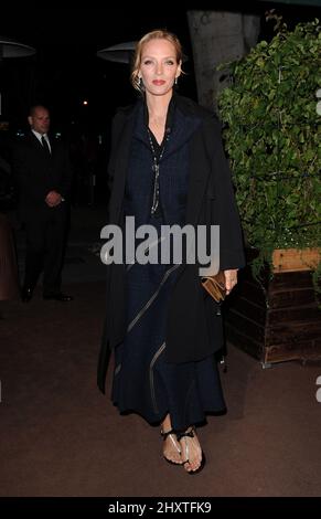 Uma Thurman im Chanel und Charles Finch Pre-Oscar Dinner im Madeo Restaurant in Los Angeles, Kalifornien, USA am 26. Februar 2011. Stockfoto