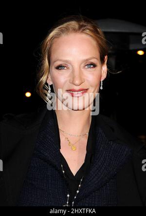 Uma Thurman im Chanel und Charles Finch Pre-Oscar Dinner im Madeo Restaurant in Los Angeles, Kalifornien, USA am 26. Februar 2011. Stockfoto