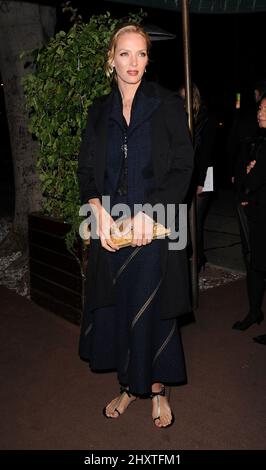 Uma Thurman im Chanel und Charles Finch Pre-Oscar Dinner im Madeo Restaurant in Los Angeles, Kalifornien, USA am 26. Februar 2011. Stockfoto