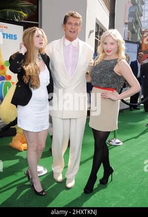 David Hasselhoff, Taylor-Ann Hasselhoff und Hayley Hasselhoff während der Premiere des neuen Films von Universal Pictures HOP, der in den Universal Studios Hollywood, Los Angeles, stattfand Stockfoto