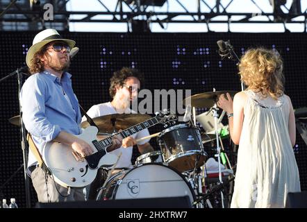 Kevin Drew von Broken Social Scene beim Coachella Valley Music and Arts Festival im Empire Polo Field, Kalifornien. Stockfoto