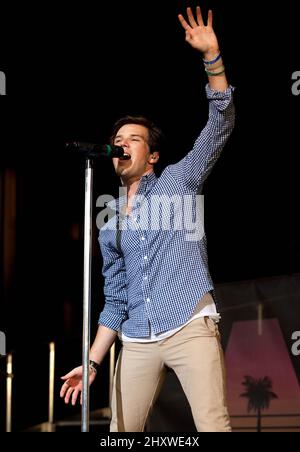 Zachary Porter & The Scene im Konzert mit Allstar Weekend im Bethel Woods Center for the Arts, New York Stockfoto