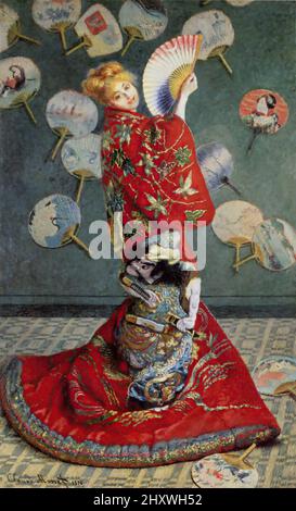 La Japonaise Camille Monet im japanischen Kostüm ist ein Ölgemälde des französischen Impressionisten Claude Monet aus dem Jahr 1876 Stockfoto