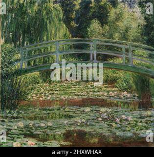 Die japanische Fußgängerbrücke und das Wasser Lily Pool Giverny Öl auf Leinwand Gemälde von Impressionist Claude Monet erstellt im Jahr 1899 Stockfoto