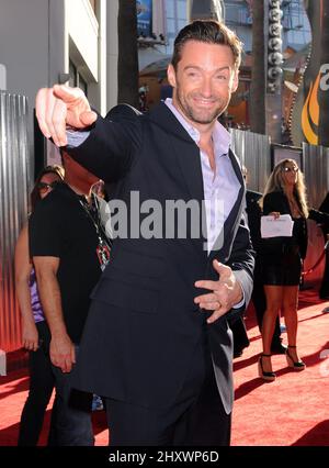 Hugh Jackman bei der „Real Steel“-Weltpremiere im Gibson Amiphephephephue in Los Angeles, USA. Stockfoto