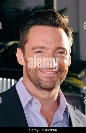 Hugh Jackman bei der „Real Steel“-Weltpremiere im Gibson Amiphephephephue in Los Angeles, USA. Stockfoto