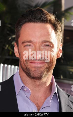 Hugh Jackman bei der „Real Steel“-Weltpremiere im Gibson Amiphephephephue in Los Angeles, USA. Stockfoto