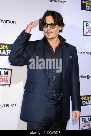 Johnny Depp bei der Premiere von „The Rum Diary“ am 13. Oktober 2011 im Los Angeles County Museum of Art in Los Angeles, Kalifornien. Stockfoto