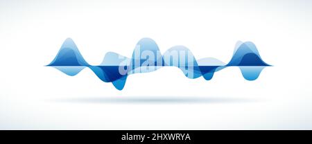 Blaue Audio-Schallwellen, abstrakter Vektor-Hintergrund Stock Vektor