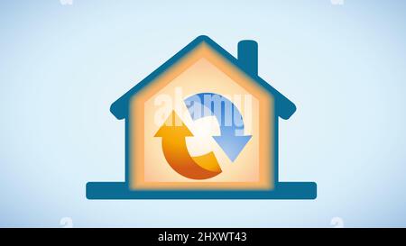 Heizelement Ventilation im Haus, mit Winterkälte. Vektorgrafik. Stock Vektor