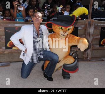 Antonio Banderas während der Premiere von „Kuss in Boots“ in Los Angeles im Regency Village Theatre, Kalifornien Stockfoto