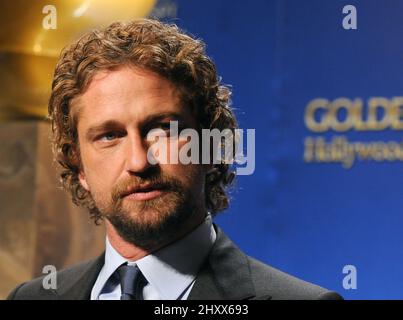 Gerard Butler während der Bekanntmachung zur Nominierung der jährlichen Golden Globe Awards 69. im Beverly Hilton Hotel, Kalifornien Stockfoto