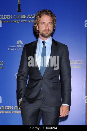 Gerard Butler während der Bekanntmachung zur Nominierung der jährlichen Golden Globe Awards 69. im Beverly Hilton Hotel, Kalifornien Stockfoto