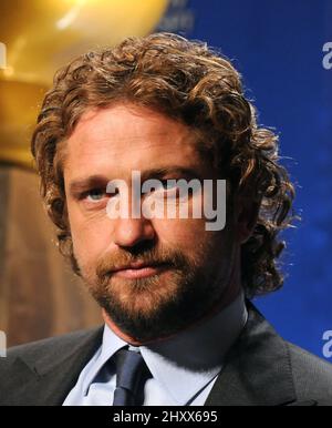 Gerard Butler während der Bekanntmachung zur Nominierung der jährlichen Golden Globe Awards 69. im Beverly Hilton Hotel, Kalifornien Stockfoto