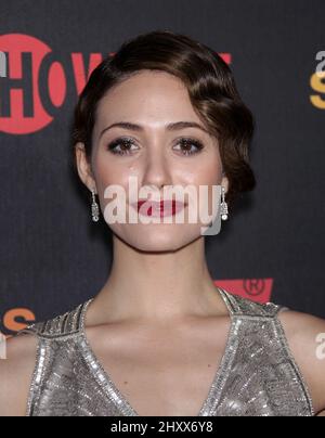 Emmy Rossum während des Empfangs der „Shameless“ Saison 2 im Haus Los Angeles Stockfoto