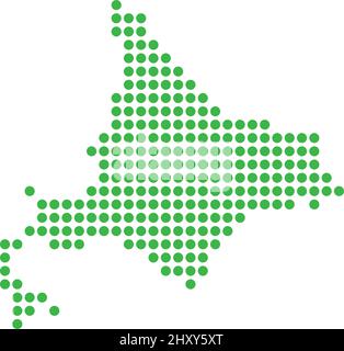 Hokkaido, bestehend aus Punkten. Vektorgrafik. Bearbeitbarer Vektor. Stock Vektor