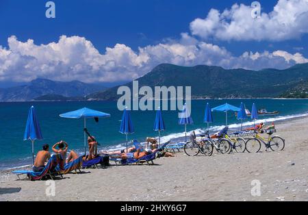 Strand Votsalakia, Insel Samos, Griechenland, Europa Stockfoto