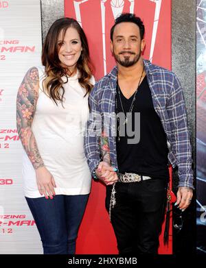 28. Juni 2012 Hollywood, Ca. AJ McLean „The Amazing Spider-man“, Los Angeles, Premiere im Grauman's Chinese Theatre Stockfoto