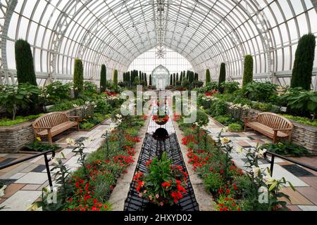 Schöne Aufnahme des Como Park Conservatory in St. Paul, Minnesota Stockfoto