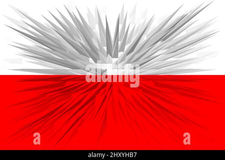 Polen. Flagge Polens. Horizontale Gestaltung. Llustration der polnischen Flagge. Horizontales Design. Abstraktes Design. Abbildung. Karte. Stockfoto