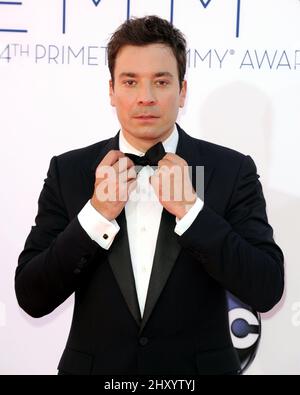 Jimmy Fallon nimmt an den 64. Primetime Emmy Awards Teil, die im Nokia Theater, Los Angeles, stattfinden. Stockfoto