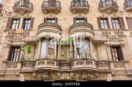 Das Francesc Carreras oder Farreras Haus. Barcelona, Katalonien, Spanien. Stockfoto