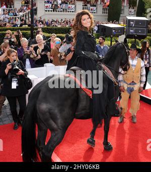 Shania Twain trifft am Kolosseum im Caesars Palace ein, um die letzten Vorbereitungen für das Debüt ihrer brandneuen Show „Shania: Still The One“ in Las Vegas, USA, zu treffen. Stockfoto