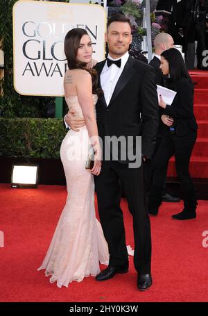 Megan Fox und Brian Austin Green kommen bei den jährlichen Golden Globe Awards 70. im Beverly Hilton Hotel in Los Angeles, USA, an. Stockfoto