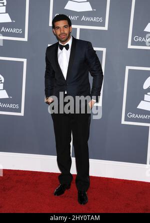 Drake kommt zu den jährlichen Grammy Awards 55. im Staples Center, Los Angeles. Stockfoto