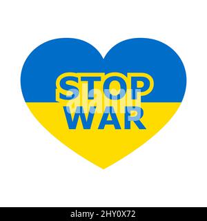 Beenden Sie den Krieg in der Ukraine. Flagge der ukraine und Herzform. Kampfkonzept. Vektorgrafik. Freiheit der ukraine. Stock Vektor