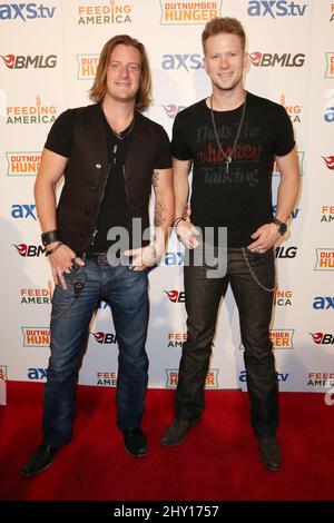 Brian Kelley und Tyler Hubbard von Florida Georgia Line nehmen an Tag 1 der ACM Experience in Las Vegas, Nevada, Teil. Stockfoto