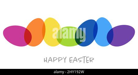 eps-Vektor-Illustration von einfachen und einfach bemalten ostereiern mit verschiedenen Farben und osterzeit Grüße Stockfoto