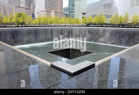 Das National Semptember 11 Memorial auf dem Gelände des World Trade Center in New York City. Stockfoto