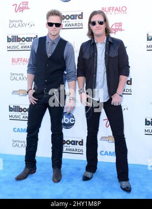 Brian Kelley, Tyler Hubbard, nimmt an den Billboard Music Awards 2013 in der MGM Grand Garden Arena in Las Vegas, USA, Teil. Stockfoto