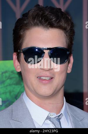 Miles Teller nimmt an der La Special Screening-Show „The Spectacular Now“ im Vista Theatre, Los Angeles, Teil Stockfoto