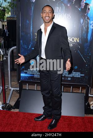Brandon T. Jackson trifft am Mittwoch, den 31. Juli 2013, in Glendale, Kalifornien, bei einer Sondervorführung von „Percy Jackson: Sea of Monsters“ im Americana in den Brand Pacific Theatres ein. Stockfoto