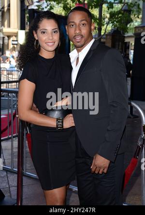 Brandon T. Jackson trifft am Mittwoch, den 31. Juli 2013, in Glendale, Kalifornien, bei einer Sondervorführung von „Percy Jackson: Sea of Monsters“ im Americana in den Brand Pacific Theatres ein. Stockfoto