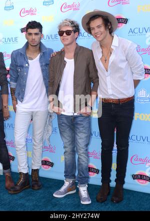 Zayn Malik, Niall Horan und Harry Styles, One Direction nimmt an den Teen Choice Awards 2013 Teil, die am 11.. August 2013 im Gibson Amphitheatre, Los Angeles, verliehen wurden. Stockfoto