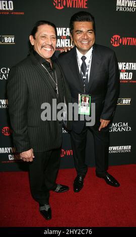 Danny Trejo, George Lopez bei der Floyd Mayweather Jr. vs. Saul Canelo Alvarez Pre-Fight VIP Party in der MGM Grand Garden Arena in Las Vegas, USA. Stockfoto