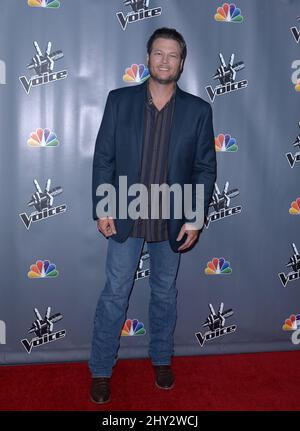 Blake Shelton nimmt an den Top 12 der The Voice Season 5 in den Universal Studios Backlot, Los Angeles, Teil Stockfoto