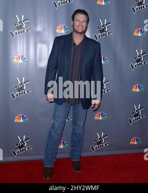 Blake Shelton nimmt an den Top 12 der The Voice Season 5 in den Universal Studios Backlot, Los Angeles, Teil Stockfoto