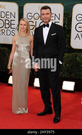 Naomi Watts und Liev Schreiber nehmen an den jährlichen Golden Globe Awards 71. Teil, die am 12. Januar 2014 im Beverly Hilton Hotel verliehen werden. Stockfoto