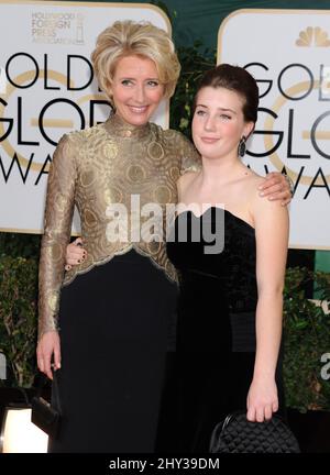 Emma Thompson und Gaia Romilly Wiess nehmen an den jährlichen Golden Globe Awards 71. Teil, die am 12. Januar 2014 im Beverly Hilton Hotel stattfinden. Stockfoto