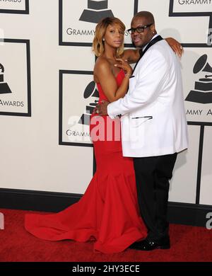 Tamar Braxton, Vince Herbert kommt am 26. Januar 2014 bei den Annual Grammy Awards 56. in Los Angeles an. Stockfoto