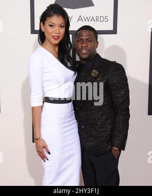 Kevin Hart kommt am Sonntag, den 26. Januar 2014, bei den jährlichen GRAMMY Awards 56. im Staples Center in Los Angeles an. Stockfoto