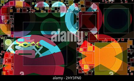 Kunstwerk abstrakter Komposition aus geometrischen Formen und Elementen Stockfoto