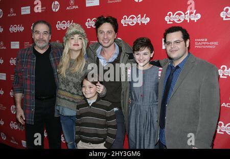 Mandy Patinkin, Kate Hudson, Pierce Gagnon, Zach Braff, Joey King, Josh Gad nahm an der Wish I was here Premiere beim Sundance Film Festival 2014, The MARC, Teil Stockfoto