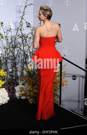 Jennifer Lawrence im Presseraum der 86. Academy Awards, die am 2. März 2014 im Dolby Theater in Hollywood, Los Angeles, CA, USA, verliehen wurden. Stockfoto