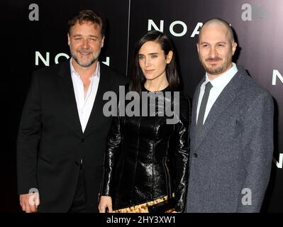 Jennifer Connelly, Russell Crowe und Darren Aronofsky bei der Premiere von „Noah“ in New York. Stockfoto